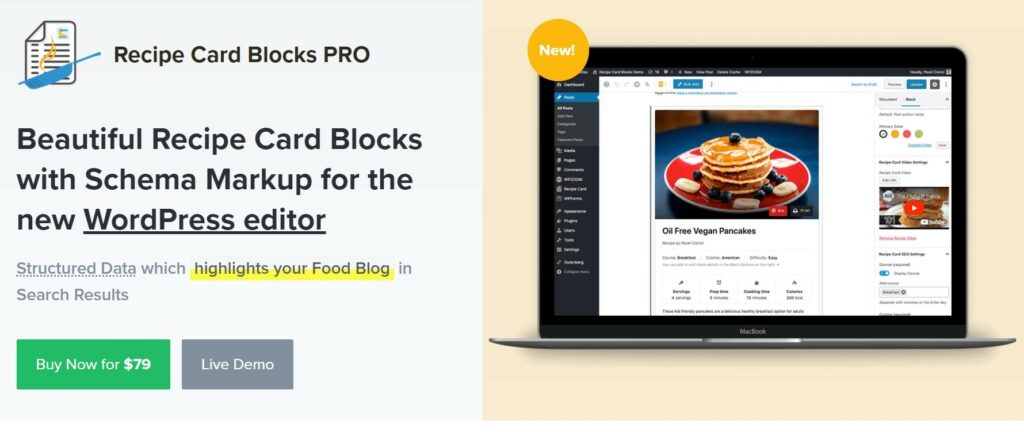 8 – إضافة Recipe Card Blocks 2 إضافات لمدونات الطبخ
