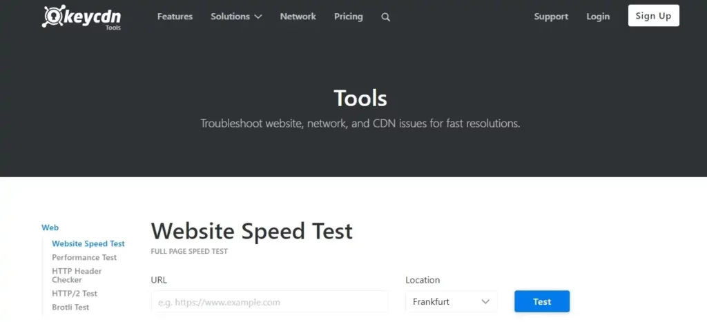 10. موقع KeyCDN Website Speed Test